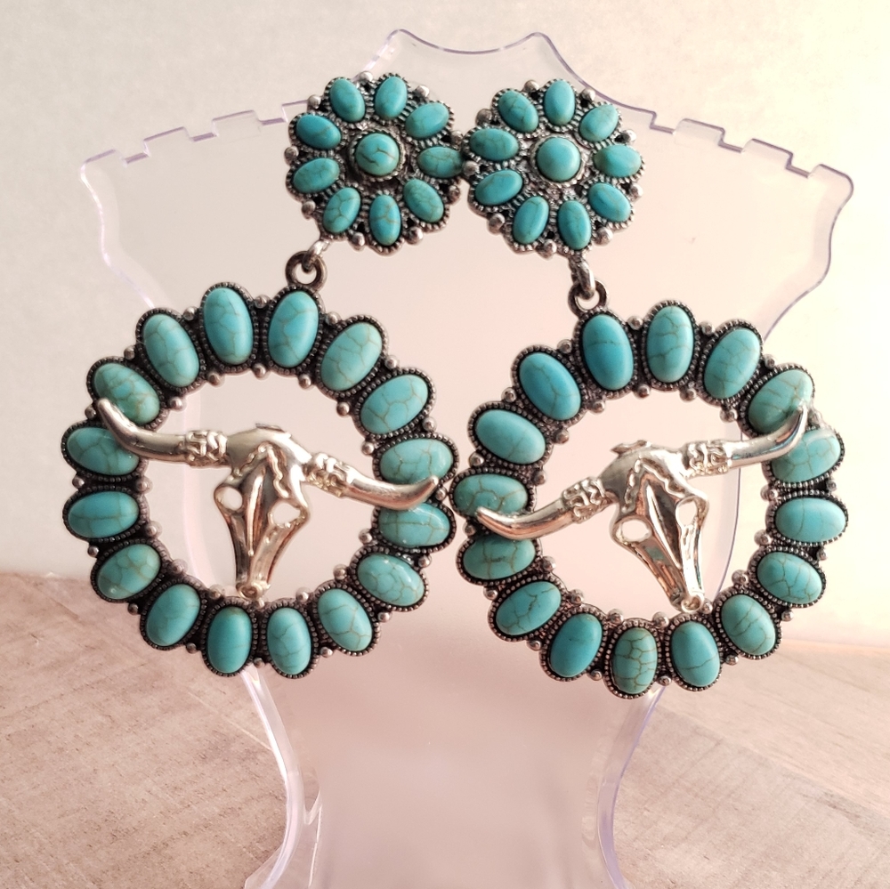 Longhorn Squash Blossom Earrings